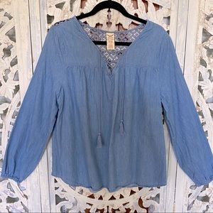 Faded Glory Chambray Top XL